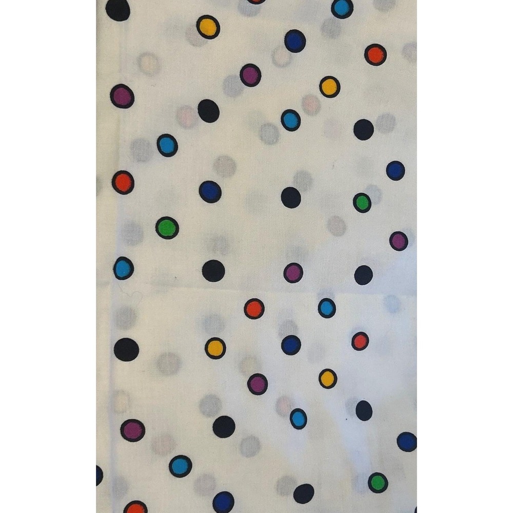 Cranston Print Works Multi Color Polka Dot White Cotton Fabric Crantex USA